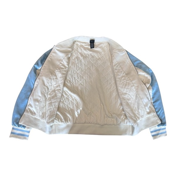 Disney Alice in Wonderland Blue & Ivory Embroidered Satin Varsity Jacket - Picture 7 of 13